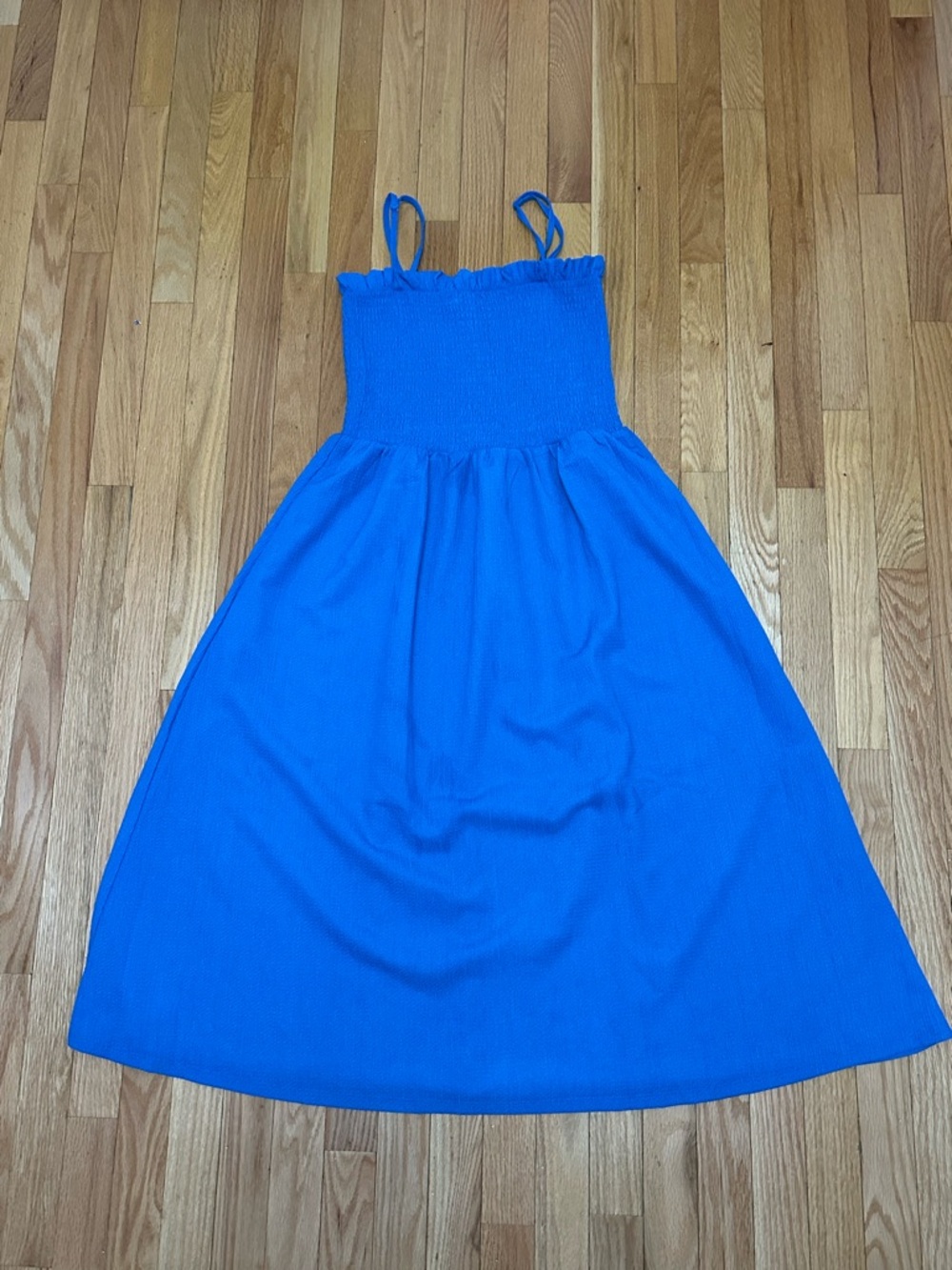 NWOT H&M Bright Blue Smocked Strap Maxi Dress